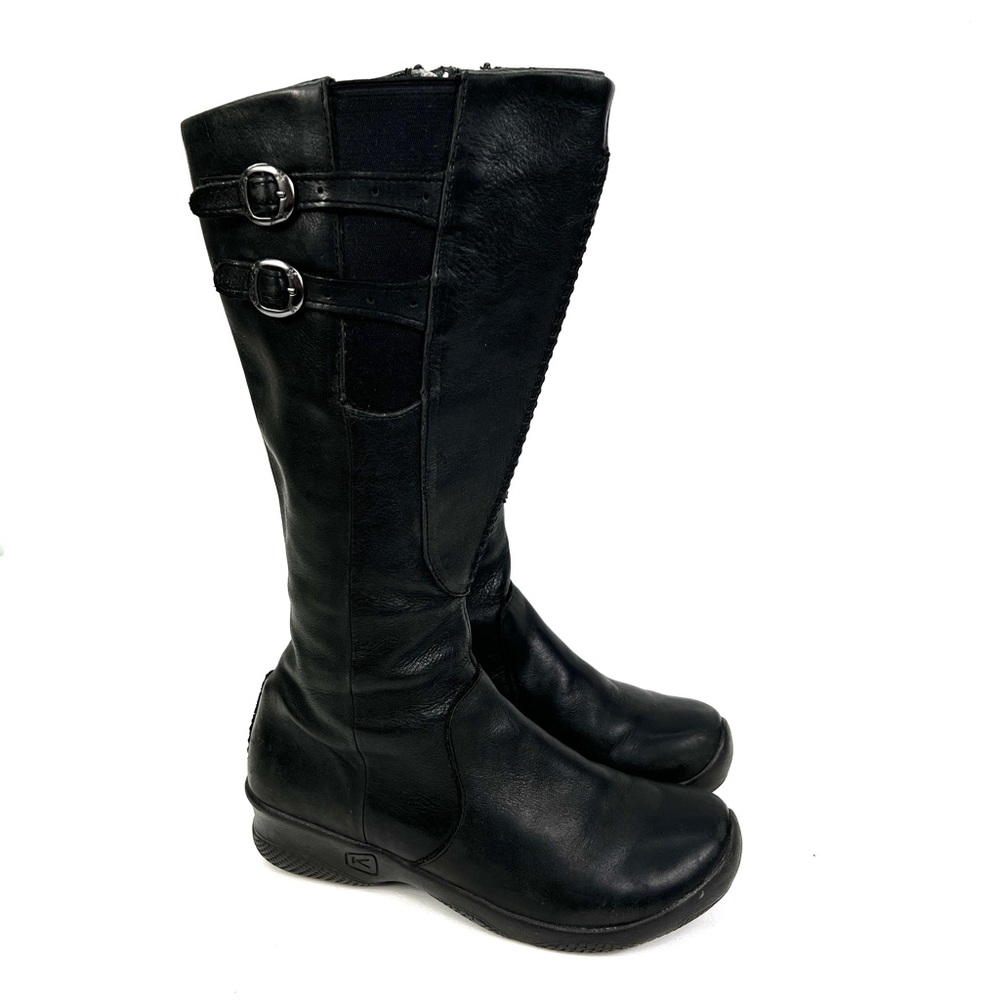 KEEN Bern Baby Bern Waterproof Black Leather Tall Boots, Size 8